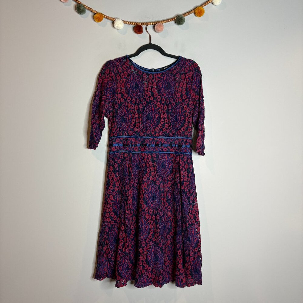 🔆 Miusol Amazon red and blue lacy cocktail dress